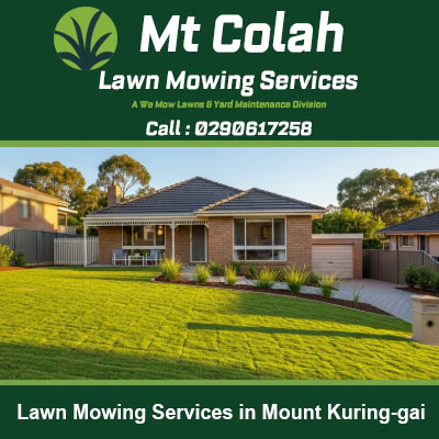 Quality lawn striping at family home surrounded by natural landscape in Mount Kuring gai New South Wales